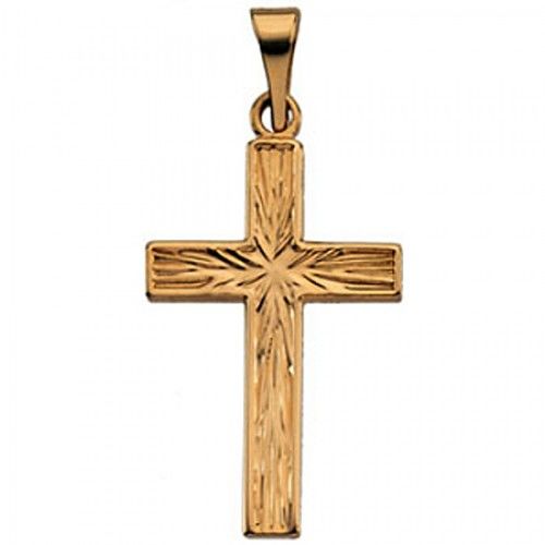 Spiritual Cross Pendant 18mm - Yellow Gold - Christian