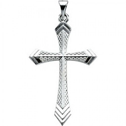 Religious Cross Pendant - 32mm - Platinum - Christian
