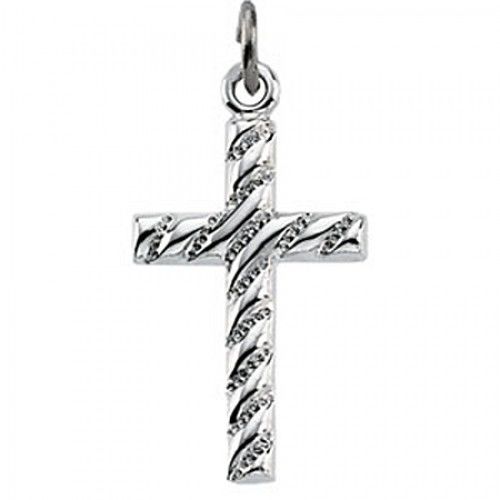 Prayerful Cross Pendant - 19mm - Sterling Silver