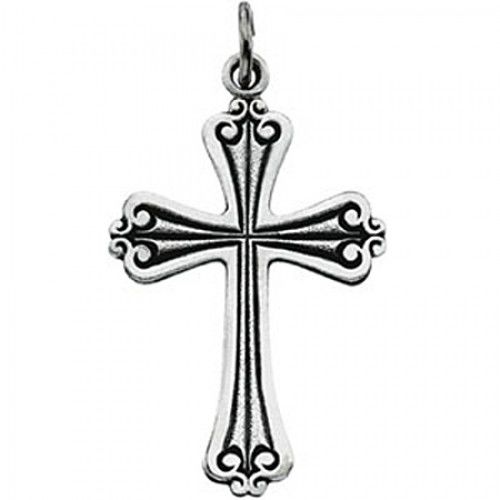 Sacred Cross Pendant 32mm - Sterling Silver - Christian