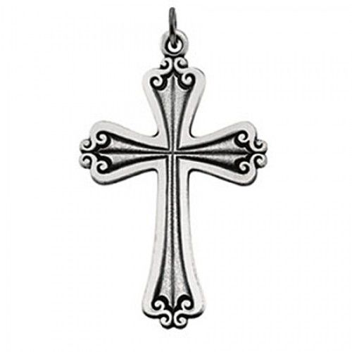 Devout Cross Pendant 45mm - Sterling Silver - Christian