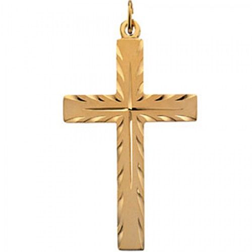 Spiritual Cross Pendant 40mm - Yellow Gold - Christian