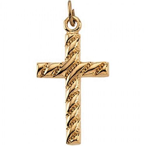 Prayerful Cross Pendant 19mm - Yellow Gold - Christian