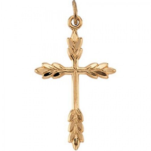 Graceful Cross Pendant - 26mm - Yellow Gold - Christian