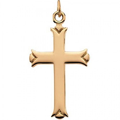Religious Cross Pendant 27mm - Yellow Gold - Christian