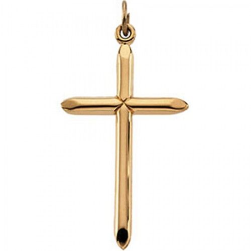 Humble Cross Pendant - 25mm - Yellow Gold - Christian