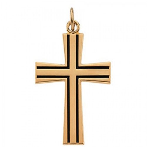 Divine Cross Pendant - 30mm - Yellow Gold - Christian
