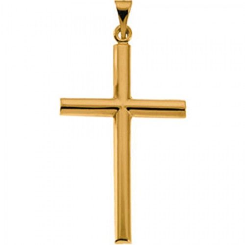 Christian Cross Pendant in 14k Yellow Gold - 31mm