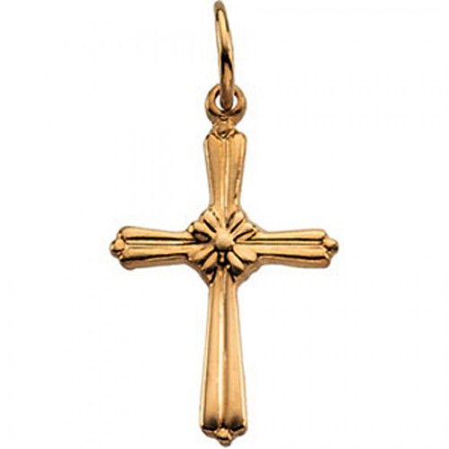 Christian Cross Pendant in 14k Yellow Gold - 14mm New