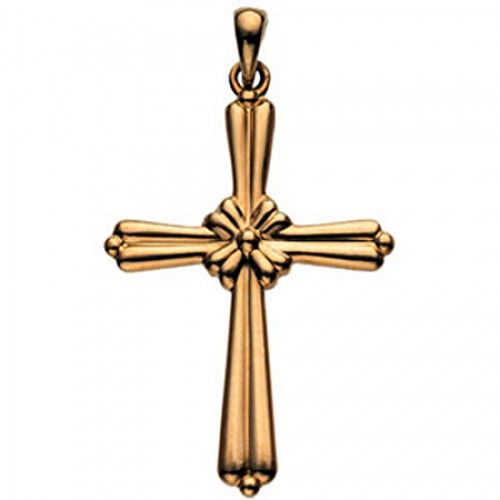 Christian Cross Pendant in 14k Yellow Gold - 35mm New