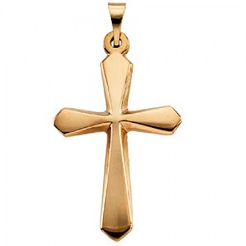 Christian Cross Pendant in 14k Yellow Gold - 22mm