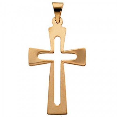 Christian Cross Pendant in 14k Yellow Gold - 27mm