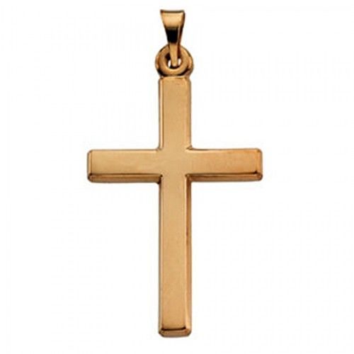 14k Yellow Gold Christian Cross Pendant - 24mm