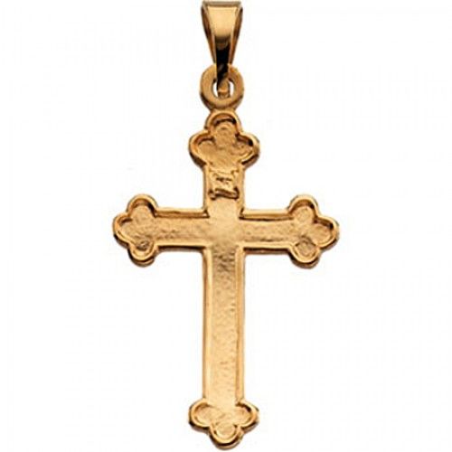 14k Yellow Gold Unisex Christian Cross Pendant -18mm New