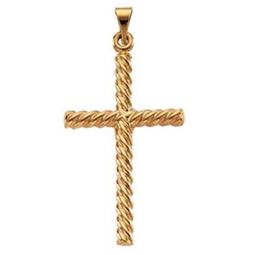 Christian Cross Pendant in 14k Yellow Gold - 32mm New