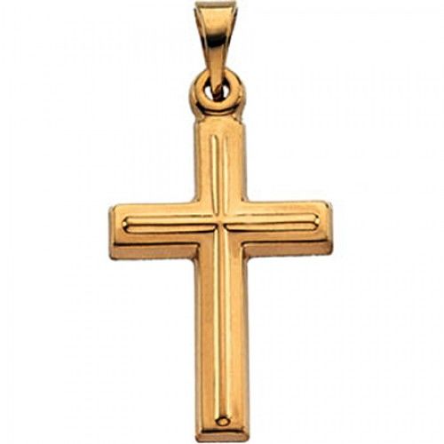Christian Cross Pendant in 14k Yellow Gold - 17mm New