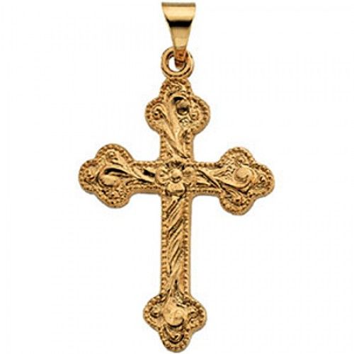 Christian Cross Pendant in 14k Yellow Gold - 23mm New