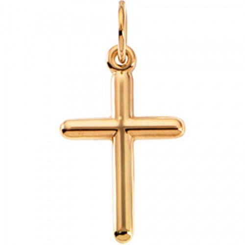 Christian Cross Pendant in 14k Yellow Gold - 13mm New