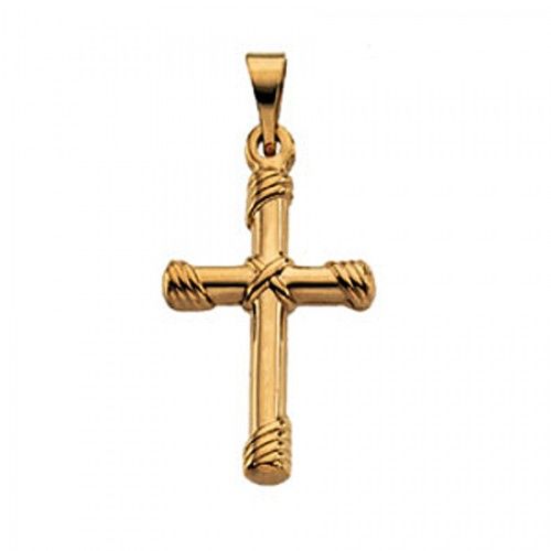 14k Yellow Gold Unisex Christian Cross Pendant -18mm