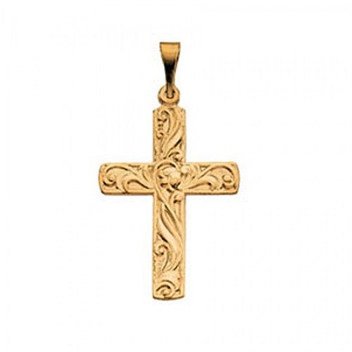 Christian Cross Pendant in 14k Yellow Gold - 20mm New