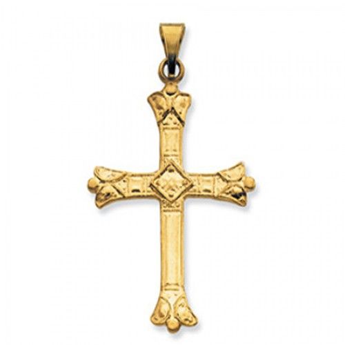 Christian Cross Pendant in 14k Yellow Gold - 28mm