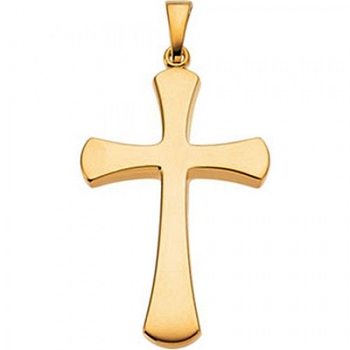 Christian Cross Pendant in 14k Yellow Gold - 28mm New