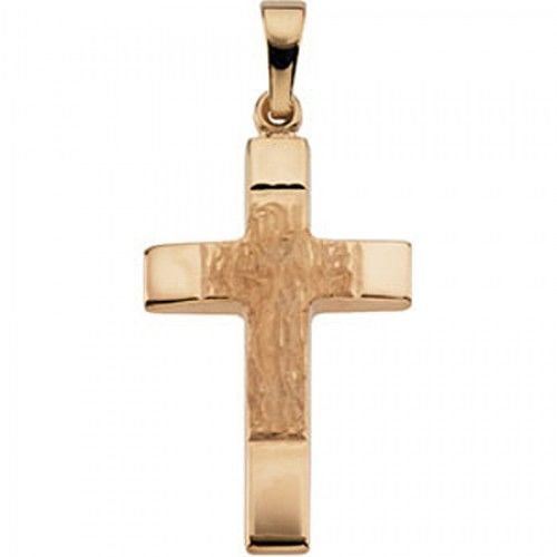 Christian Cross Pendant in 14k Yellow Gold - 24mm