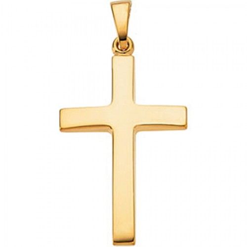 14k Yellow Gold Unisex Christian Cross Pendant - 24mm