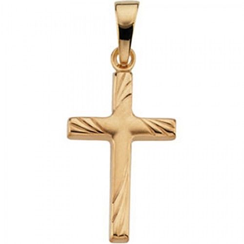 Christian Cross Pendant in 14k Yellow Gold - 17mm