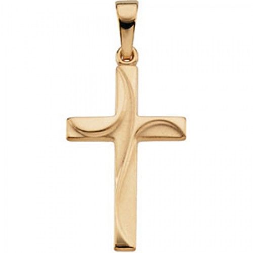 Christian Cross Pendant in 14k Yellow Gold - 21mm New
