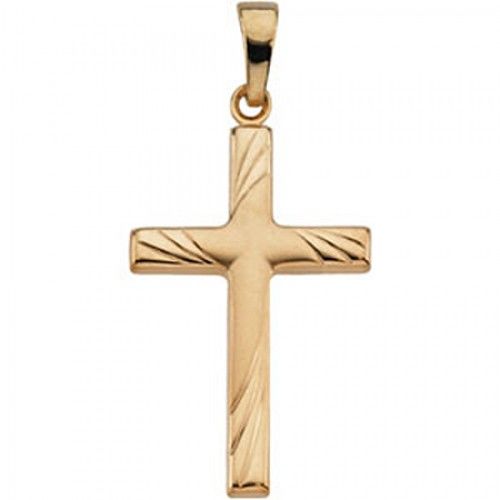 Christian Cross Pendant in 14k Yellow Gold - 24mm New