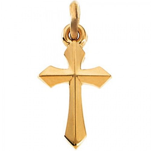 Christian Cross Pendant in 14k Yellow Gold - 12mm New