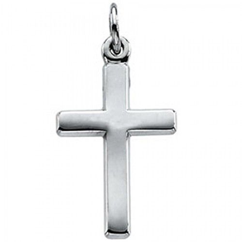 Christian Cross Pendant in 14k White Gold - 16mm New