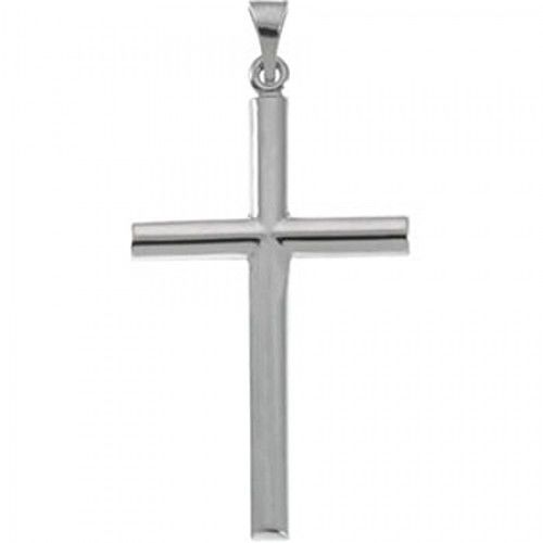 Christian Cross Pendant in 14k White Gold - 31mm New