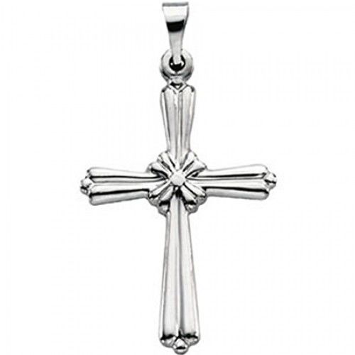 Christian Cross Pendant in 14k White Gold - 23mm New
