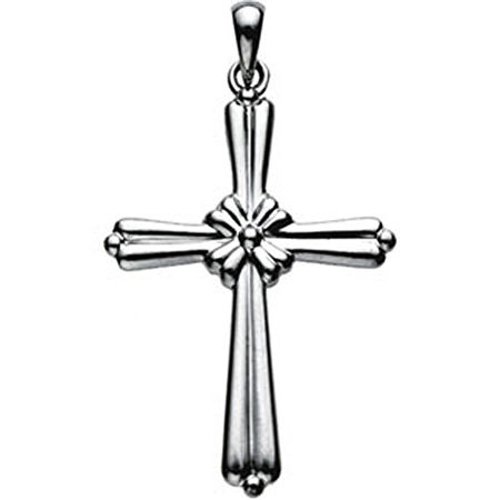 Christian Cross Pendant in 14k White Gold - 35mm New