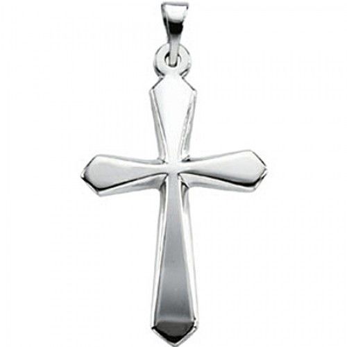 Christian Cross Pendant in 14k White Gold - 22mm New