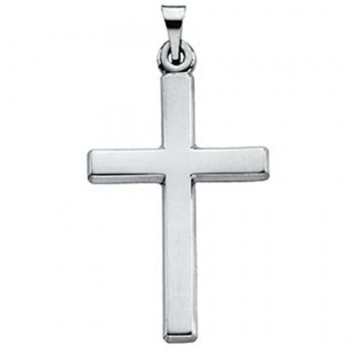 14k White Gold Christian Cross Pendant - 24mm New