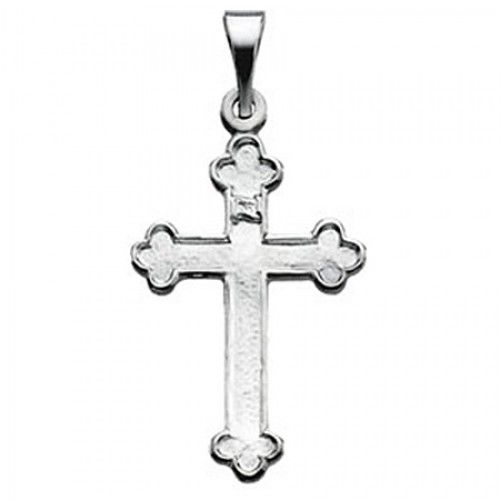 14k White Gold Christian Cross Pendant - 18mm New