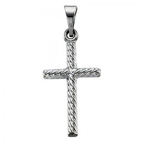 Christian Cross Pendant in 14k White Gold - 17mm New