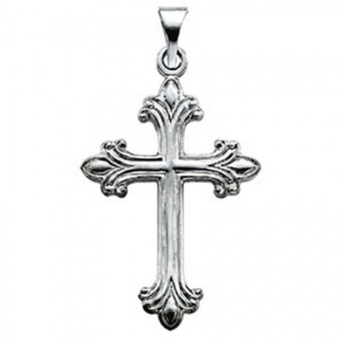 Christian Cross Pendant in 14k White Gold - 24mm
