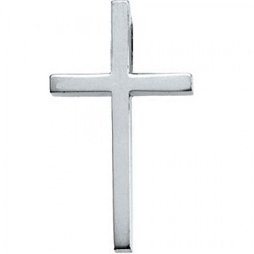 Christian Cross Pendant in 14k White Gold - 21mm