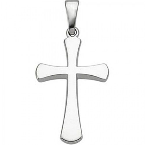 14k White Gold Christian Cross Pendant - 21mm