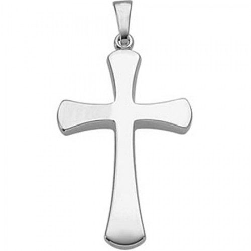 Christian Cross Pendant in 14k White Gold - 28mm New