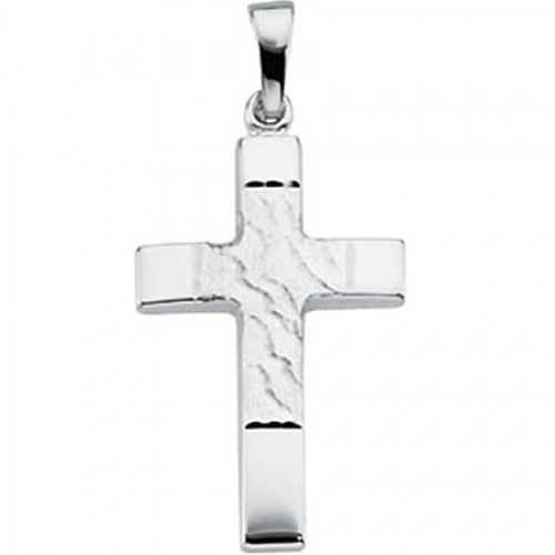 Christian Cross Pendant in 14k White Gold - 24mm New