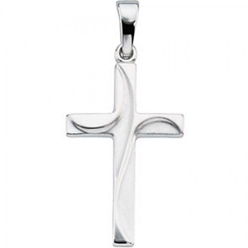 Christian Cross Pendant in 14k White Gold - 21mm New