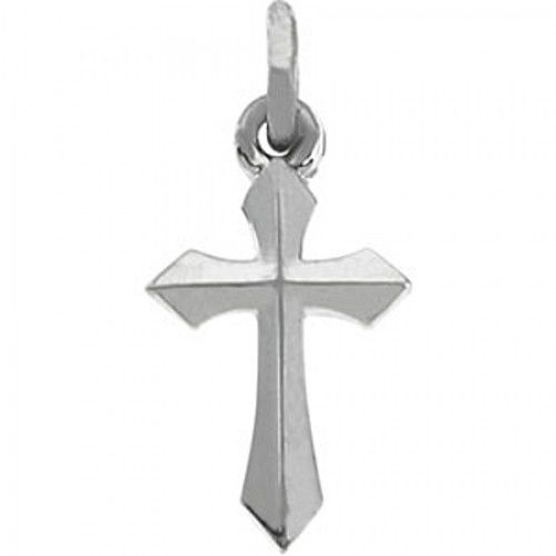 Christian Cross Pendant in 14k White Gold - 12mm New
