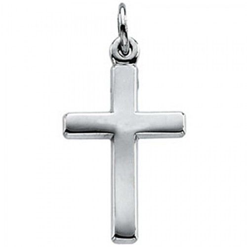 Unisex Christian Cross Pendant in Platinum - 16mm New