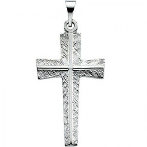 Unisex Christian Cross Pendant in Platinum - 25mm New