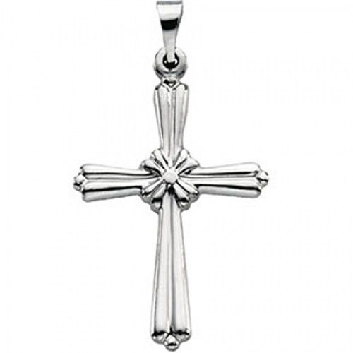 Unisex Christian Cross Pendant in Platinum - 23mm New